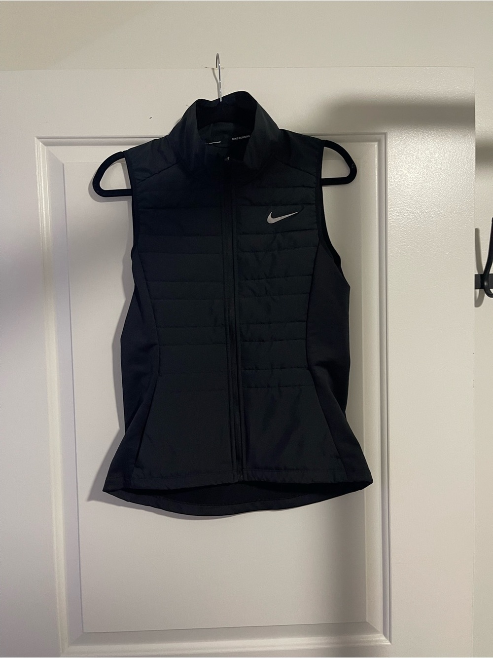Nike Black Quilted Sleeveless Vest with Swoosh - Size S